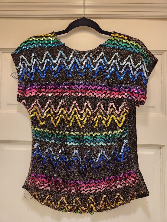 Vintage Tops - 80s Vintage Sequin Festival Pride Glitter Top M